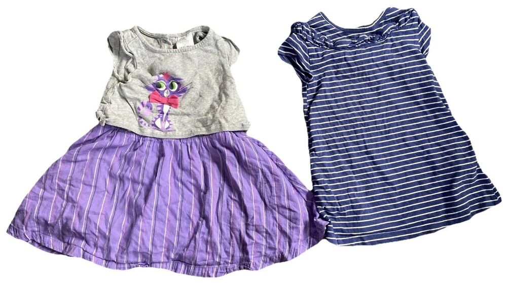 Disney Aristocats Marie Carters Blue Stripe Short Sleeve Dress Girls Size 3T Lot